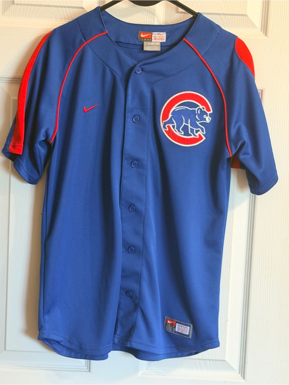Nike Kids Blue and Red Chicago Cubs Baseball Jersey
